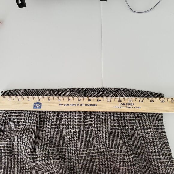 VTG 90s Gray Wool Tweed Houndstooth Pencil Skirt L 12 Retro Classic Old Money - Picture 9 of 14